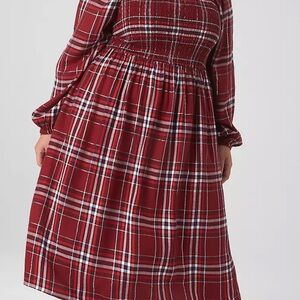 Lane Bryant Red Plaid Long Sleeve Dress